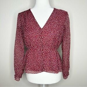 Madewell Red Patterned Blouse